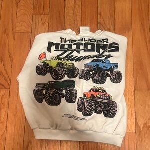 Zara Kids White Sweatshirt with Monster Truck Print